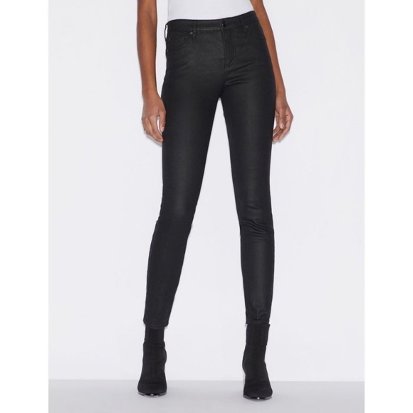 A/X Armani Exchange J01 Super Skinny Coated Black Jeans 29 - Picture 4 of 11
